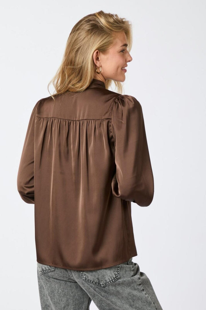 Neo Noir - Jaz Bow Blouse - Brown