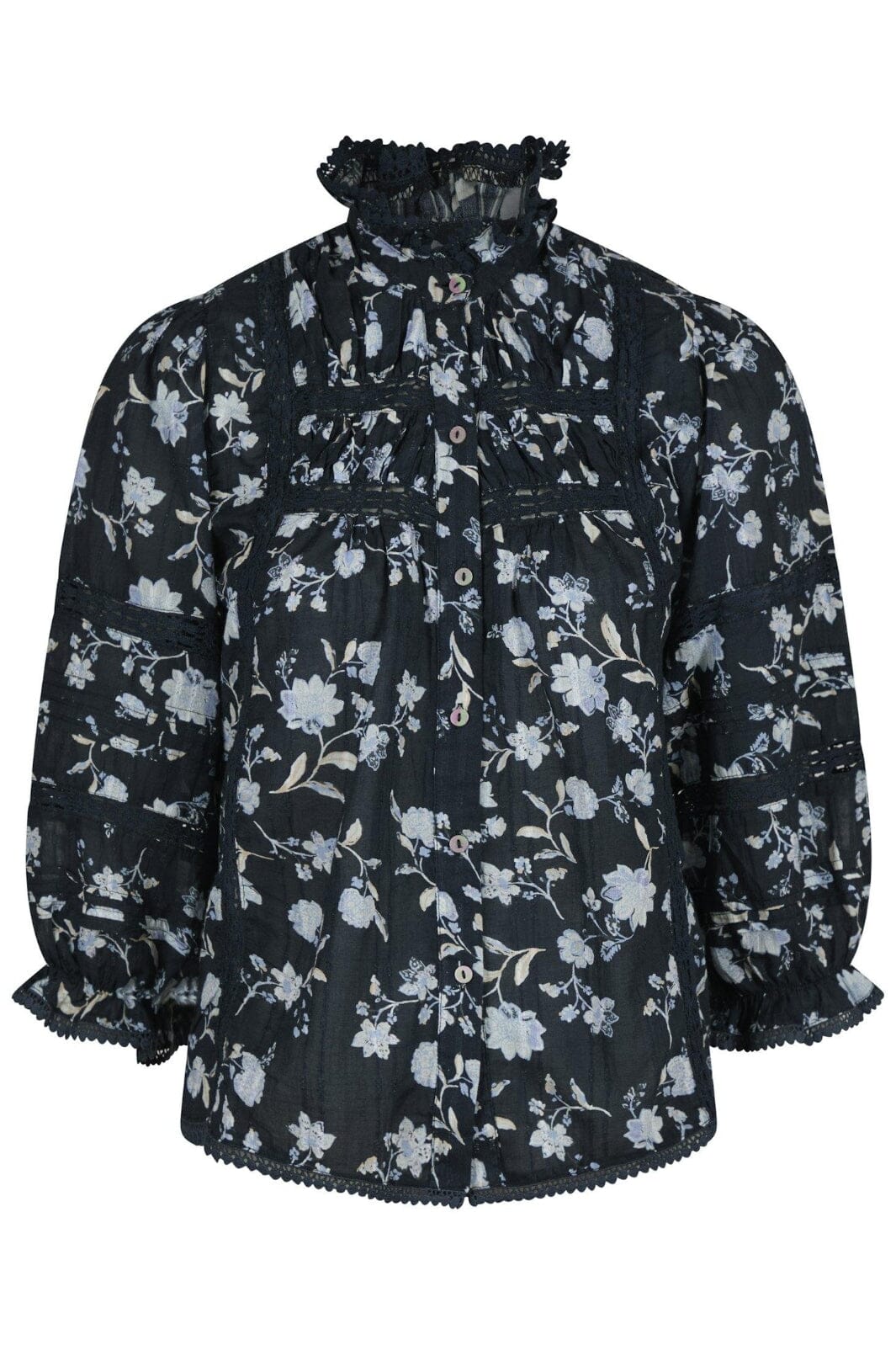 Neo Noir - Lyla Night Flower Blouse - Navy