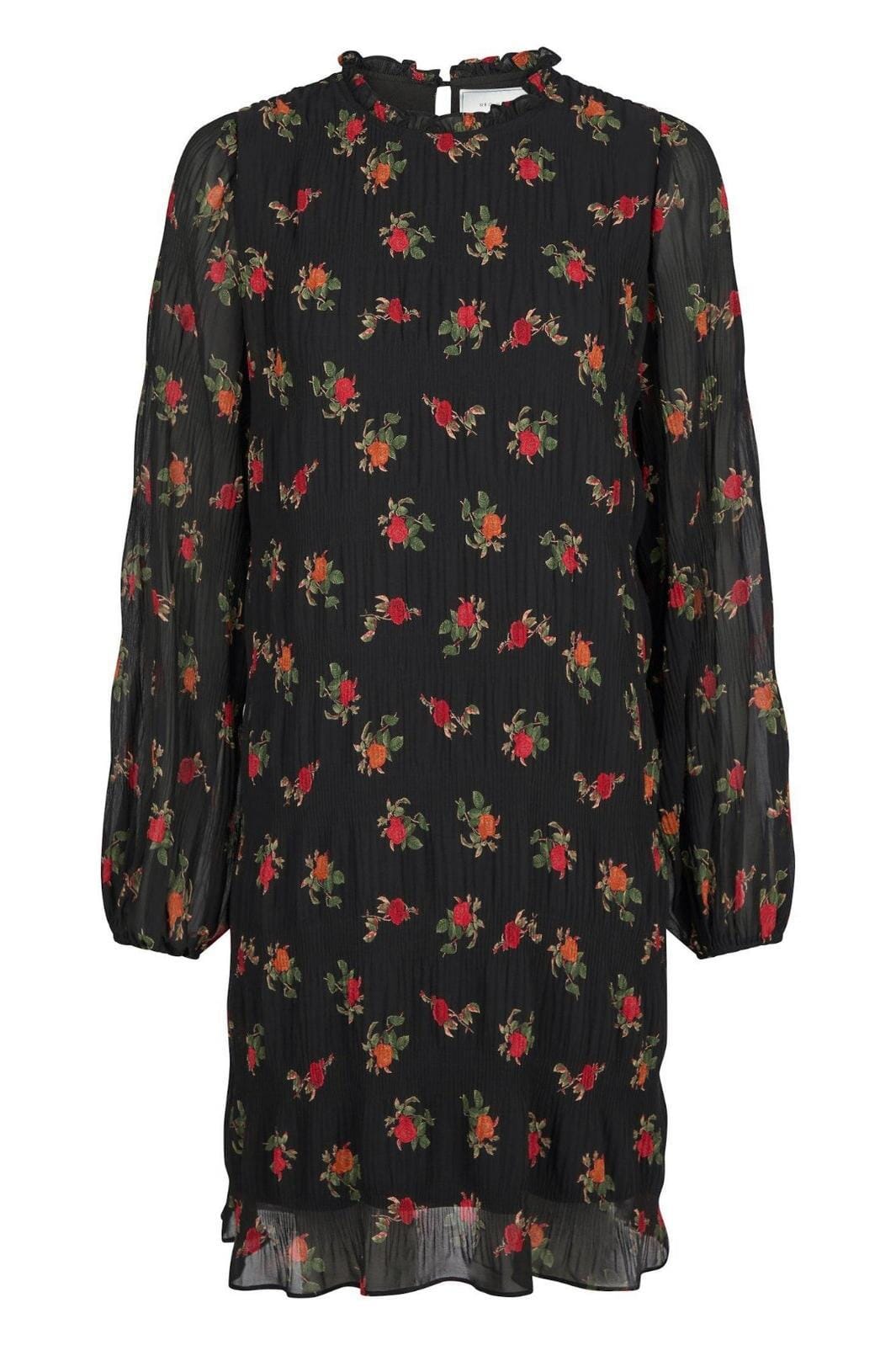 Neo Noir - Petra Plissé Flower Dress - Black