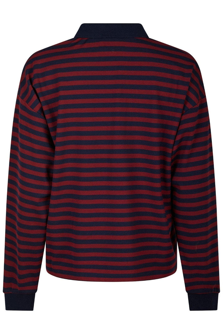 Neo Noir - Sara Wide Stripe Polo Blouse 164258 - Navy