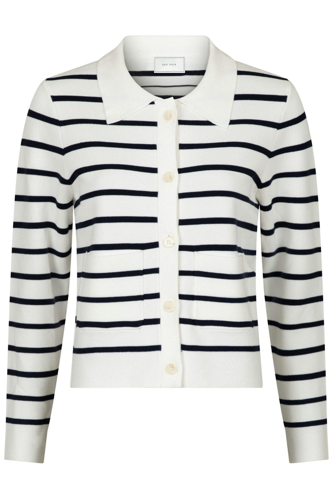 Neo Noir - Tippi Knit Stripe Cardigan - White/Navy