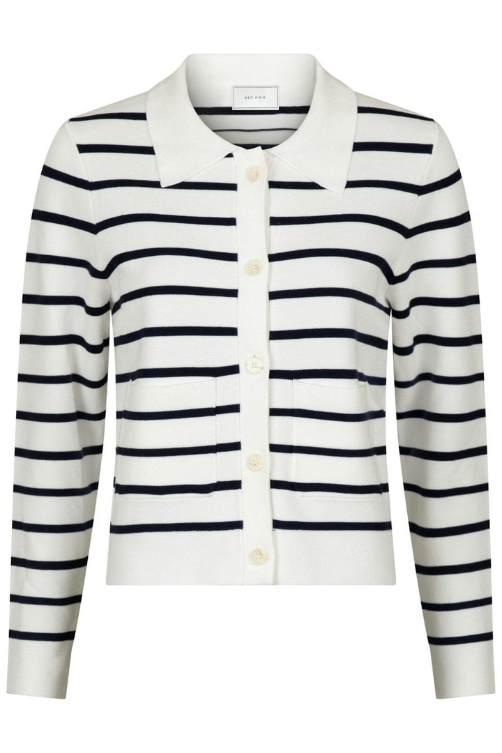 Neo Noir - Tippi Knit Stripe Cardigan - White/Navy