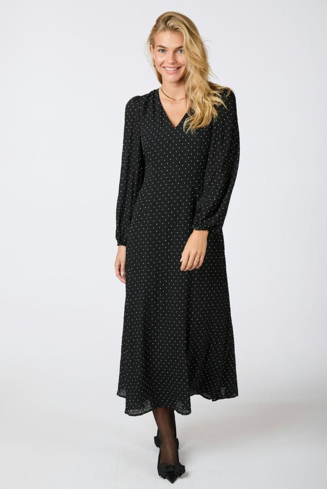 Neo Noir - Toya Dot Crepe Dress - Black