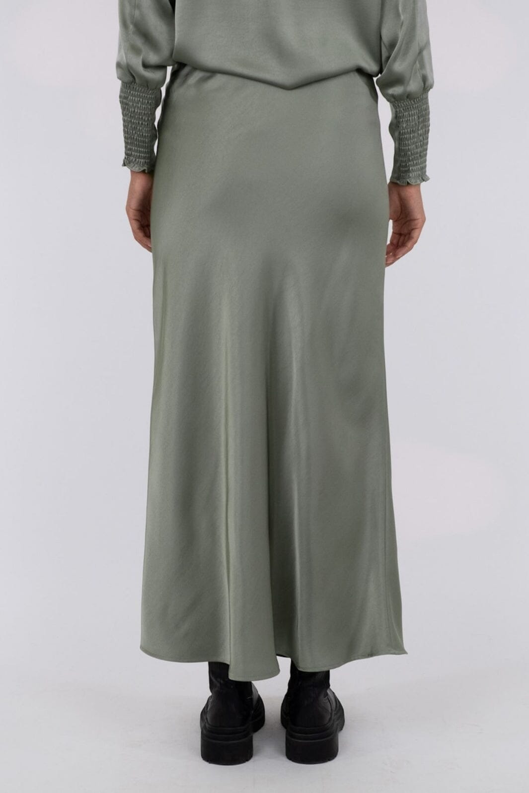 Neo Noir - Vicky Heavy Sateen Skirt - Smoke Green