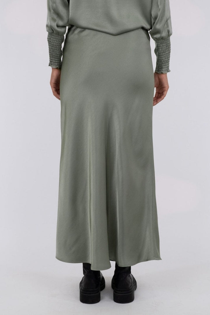 Neo Noir - Vicky Heavy Sateen Skirt - Smoke Green