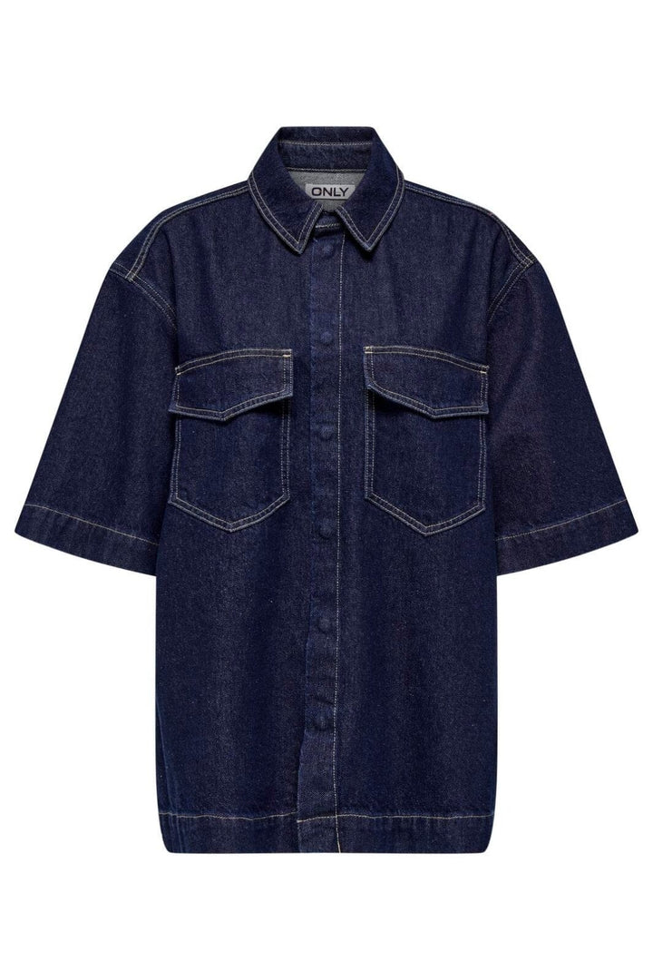 Only - Onlsophie Oversize S/S Shirt - 4717352 Dark Blue Denim Rinse