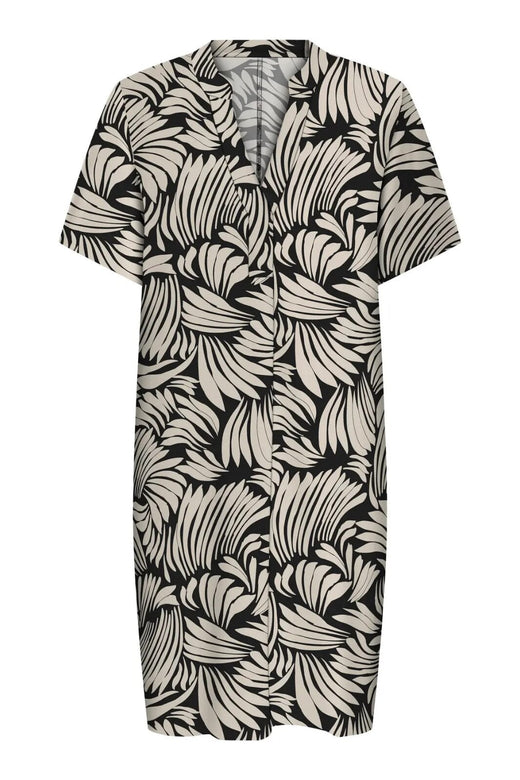 Forudbestilling - Only - Onlsusi Life Ss V-Neck Tunic Dress Wnn - 4881760 Black Sway Leaves