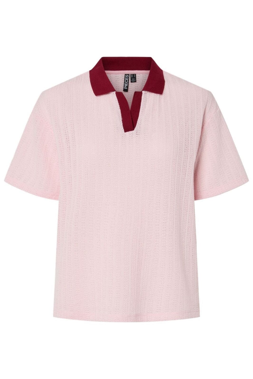 Pieces - Pcalysia Ss Oversized Polo - 4863289 Pink Tulle Rhubarb