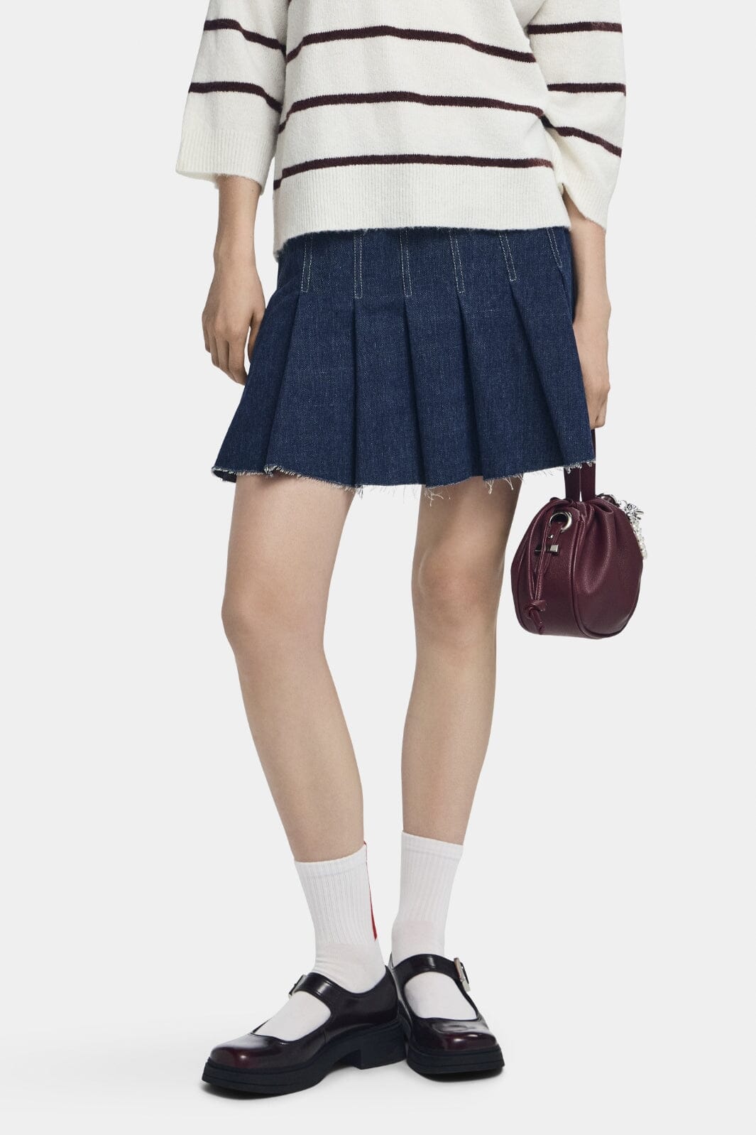Pieces - Pcfabia Short Plisse Denim Skirt Fsy - 4745600 Dark Blue Denim