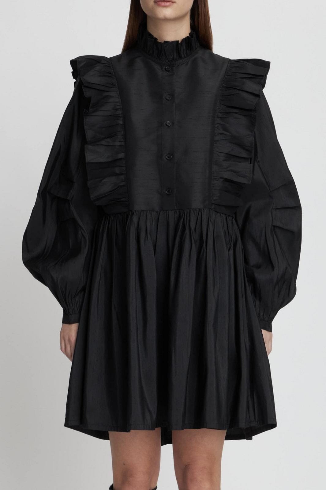 Stella Nova - Short Dress With Frills - 999 Black