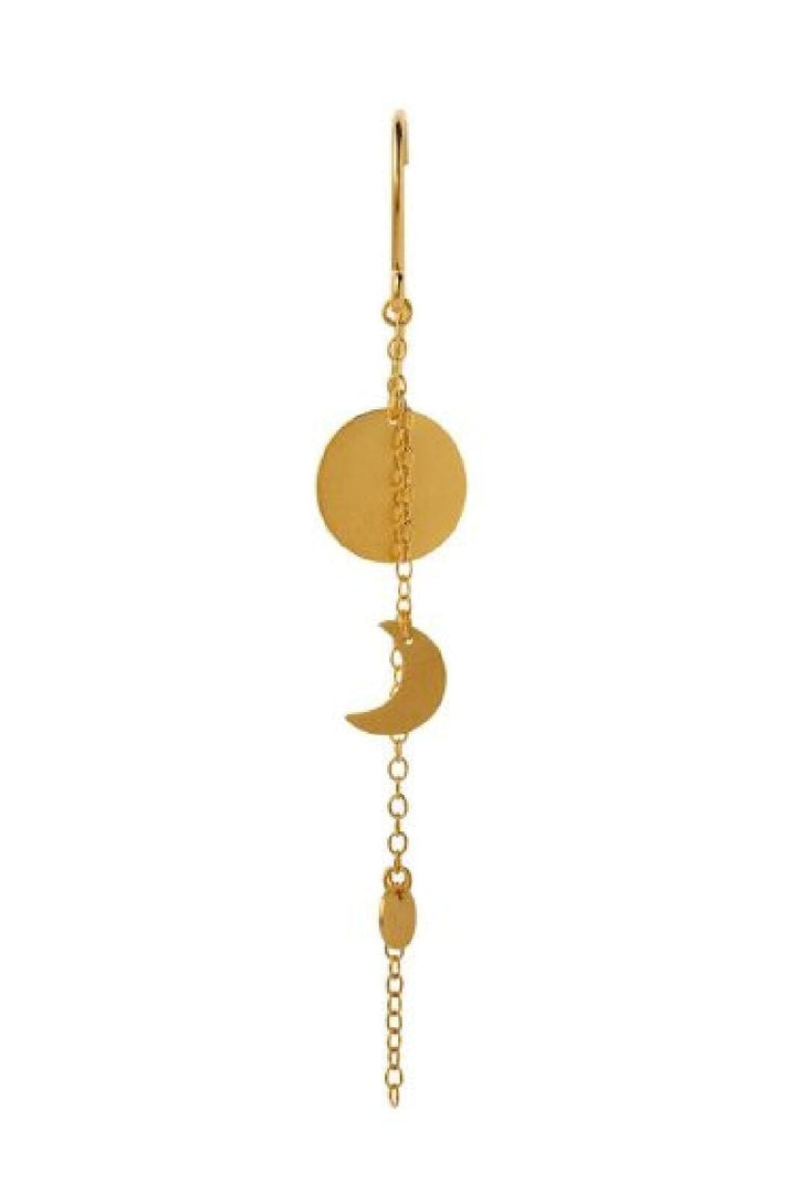 Stine A - Sun And Moon Earring With Chain - Single - 1360-02-S