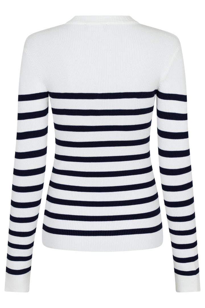 Valentin Studio - Gold Button Knit Blouse - Navy Stripe