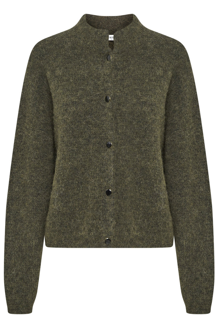 Gestuz - AlphaGZ Short Cardigan NOOS - Dark Olive Melange