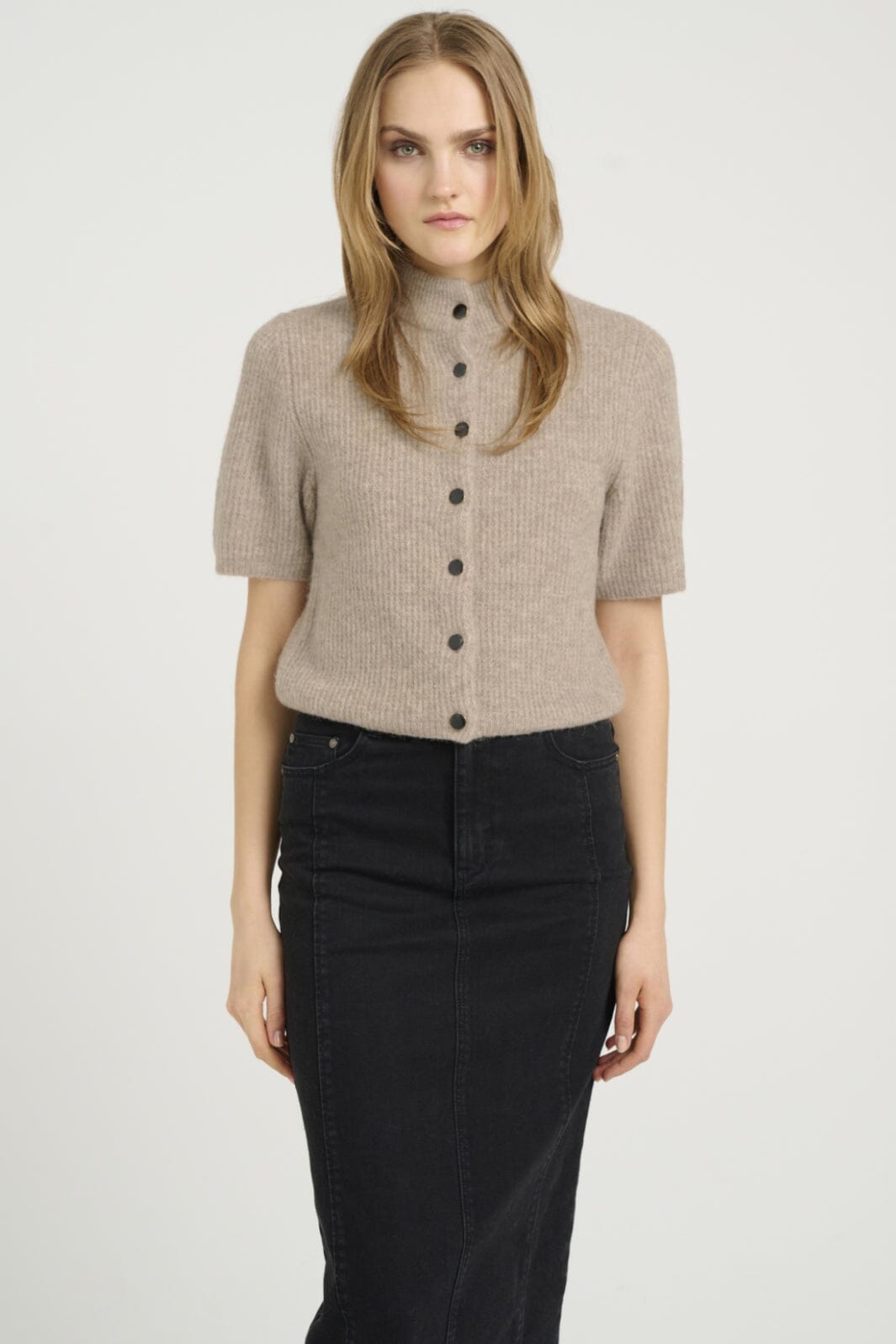 Gestuz - Alphagz Ss Short Cardigan - 1512141 Warm Sand Melange