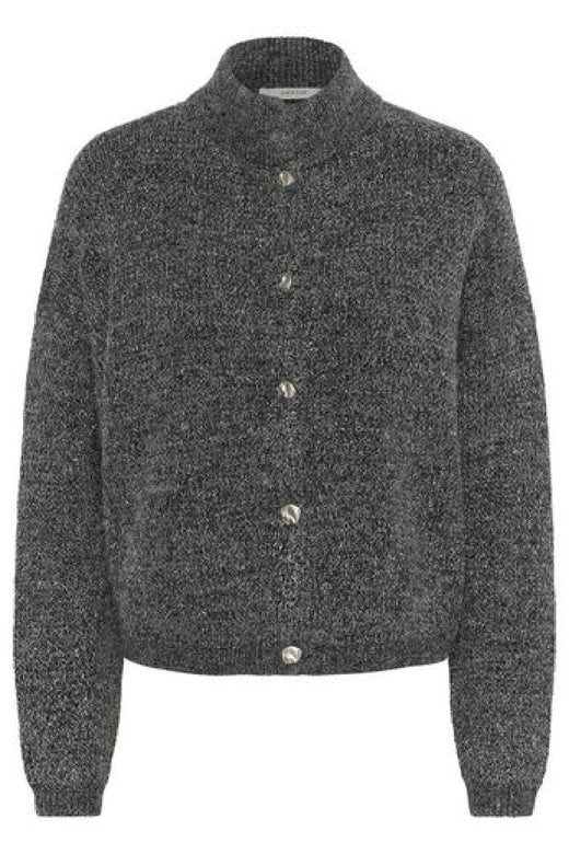 Gestuz - Gzalpha Shimmer Cardigan 10910817 - 108702 - Charcoal Melange With Lurex Cardigans 