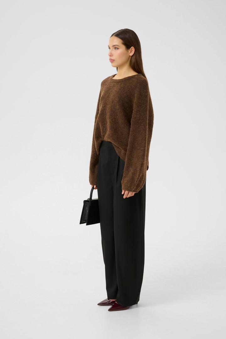 Gestuz - Gzalpha Slit Pullover 10910590 - 108310 - Buff Mélange Strikbluser 