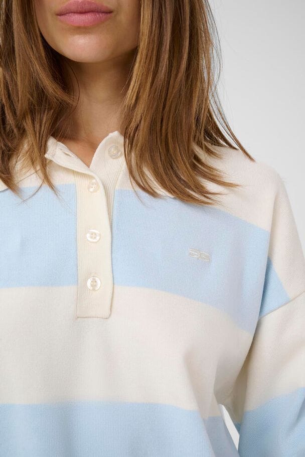 Gestuz - Gzmaia Ss Polo Pullover 10911141 - 109362 - Blue Finch Striped Strikbluser 