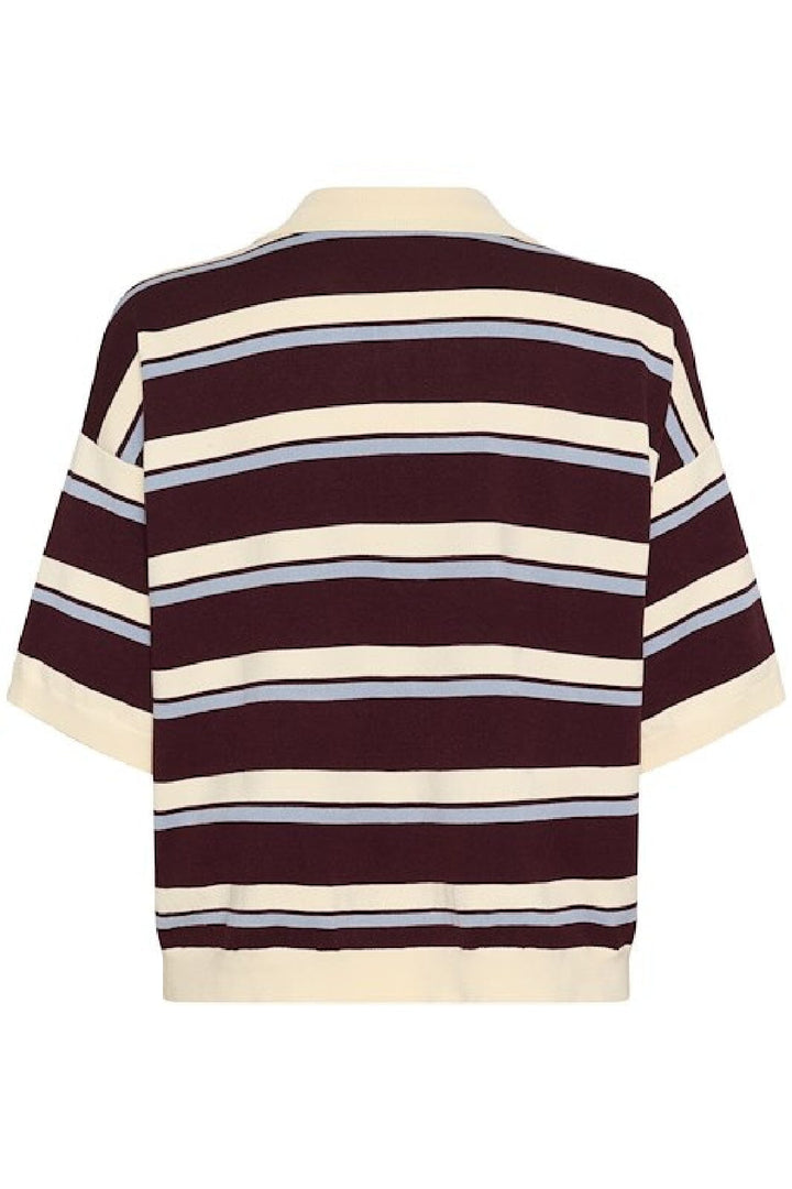 Gestuz - Gztaia Ss Polo Pullover 10910933 - 108876 - Aronia/Egret/Grey Blue Strikbluser 