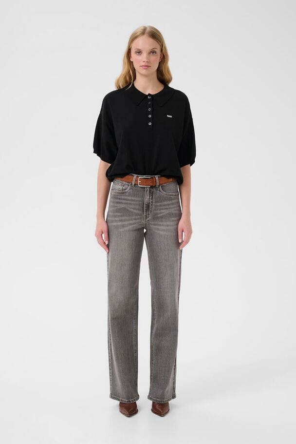 Gestuz - Gztalla Ss Polo Pullover 10910940 - 100017 - Black Strikbluser 