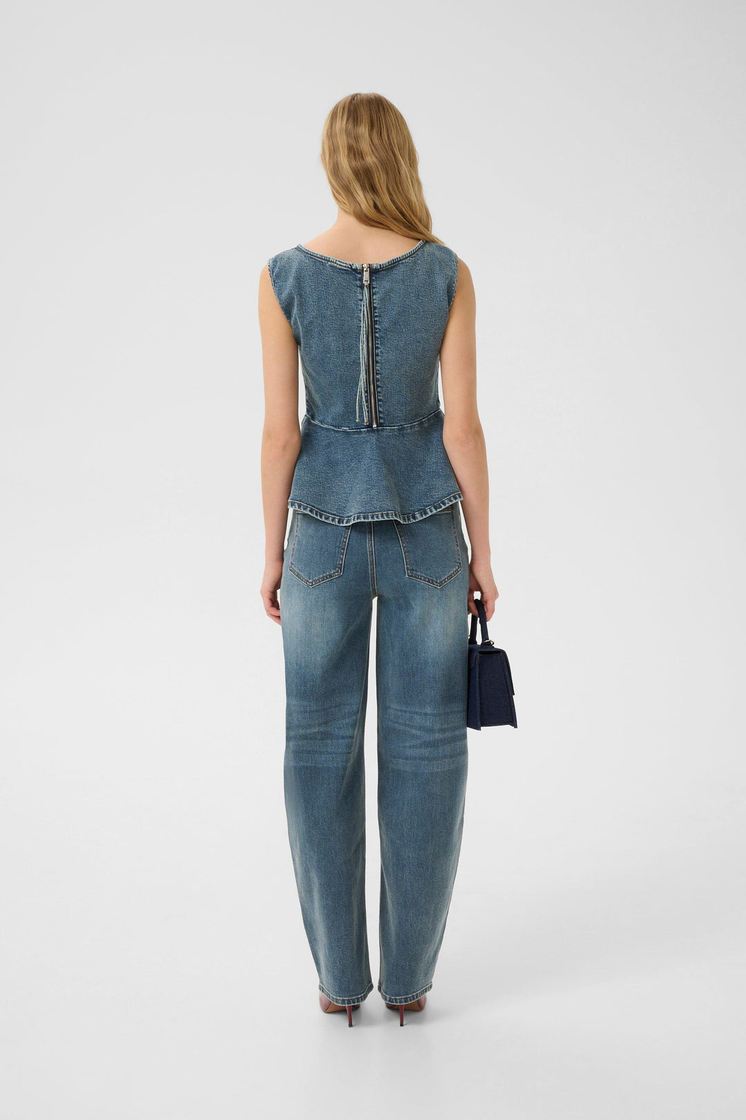 Gestuz - Gzviva Sl Top 10910572 - 108303 - Vintage Blue Denim Toppe 