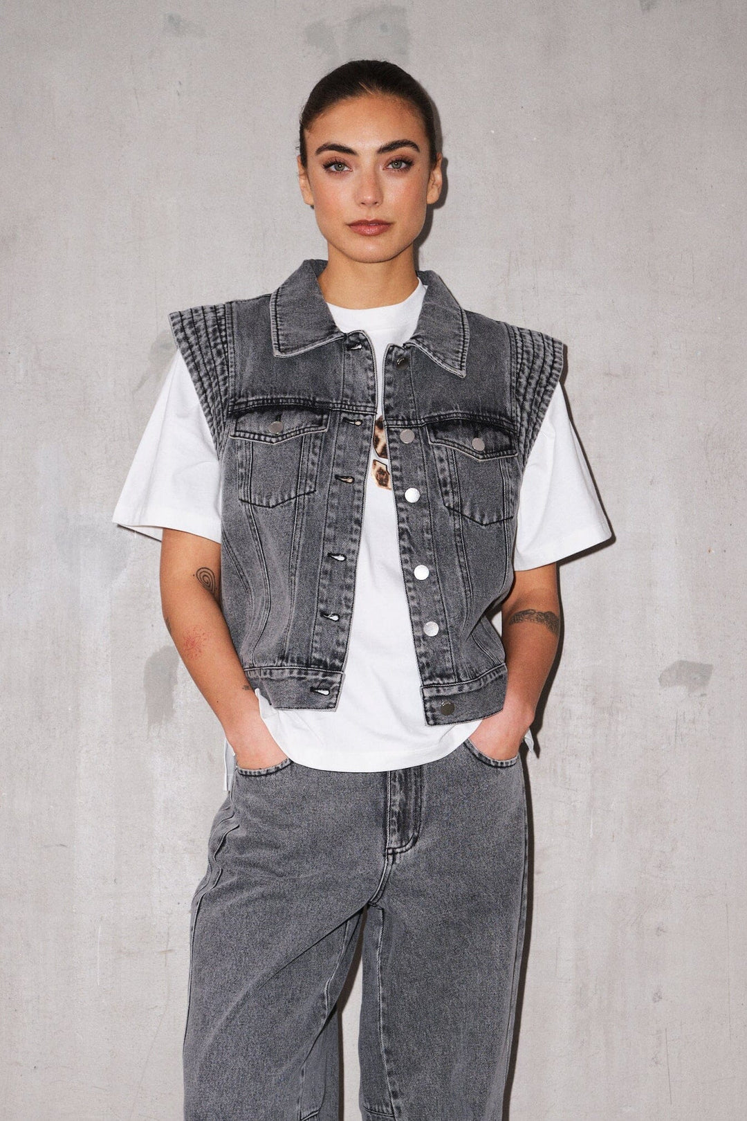 Gossia - Minnago Vest G2978 - Grey Washed Veste 