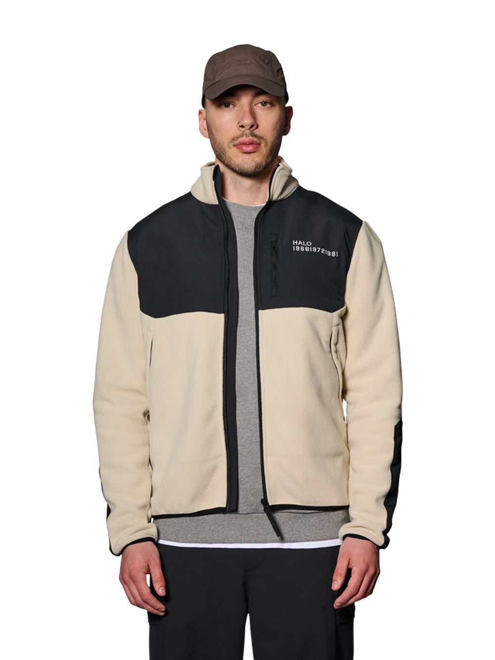 Halo - Blocked Zip Fleece 610209 - 8754 - Oyster Gray Jakker 