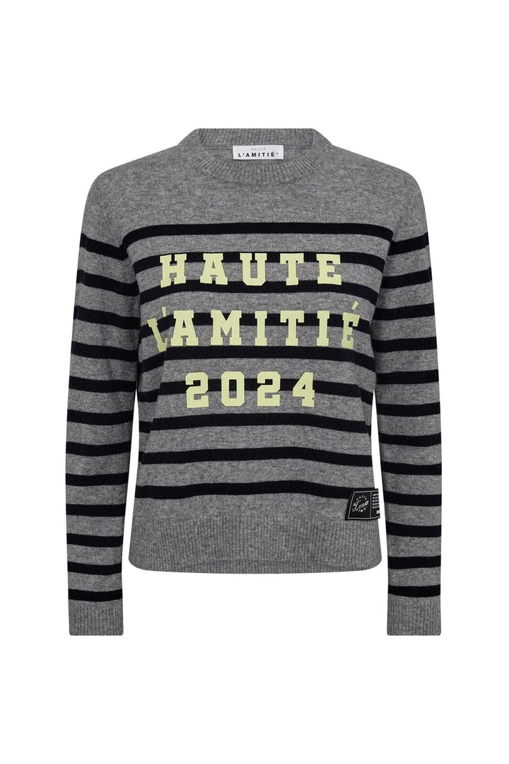 Haute L'Amitié - Cash Ls Stripe Logo Knit HL10261 - Light Grey Melange