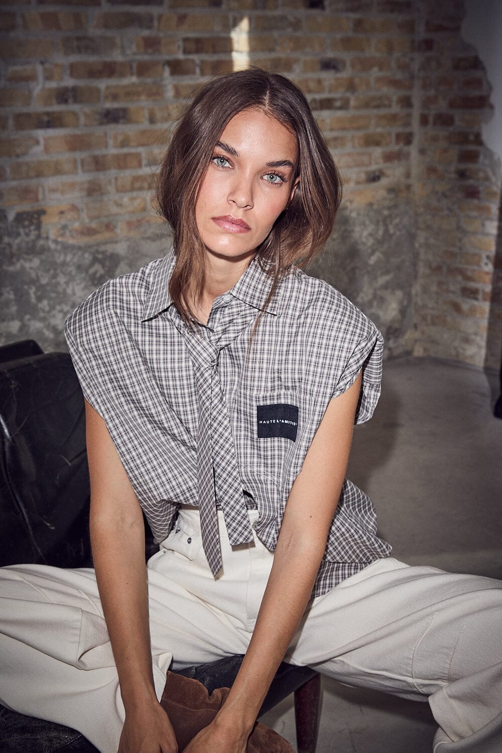 Haute L'Amitié - Chess Ns Tie Shirt HL10720 - Beige Skjorter 