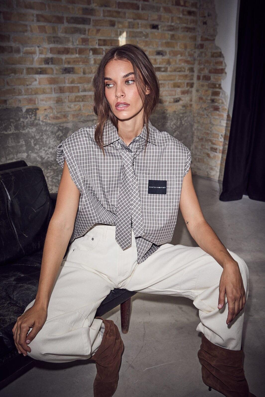 Haute L'Amitié - Chess Ns Tie Shirt HL10720 - Beige Skjorter 