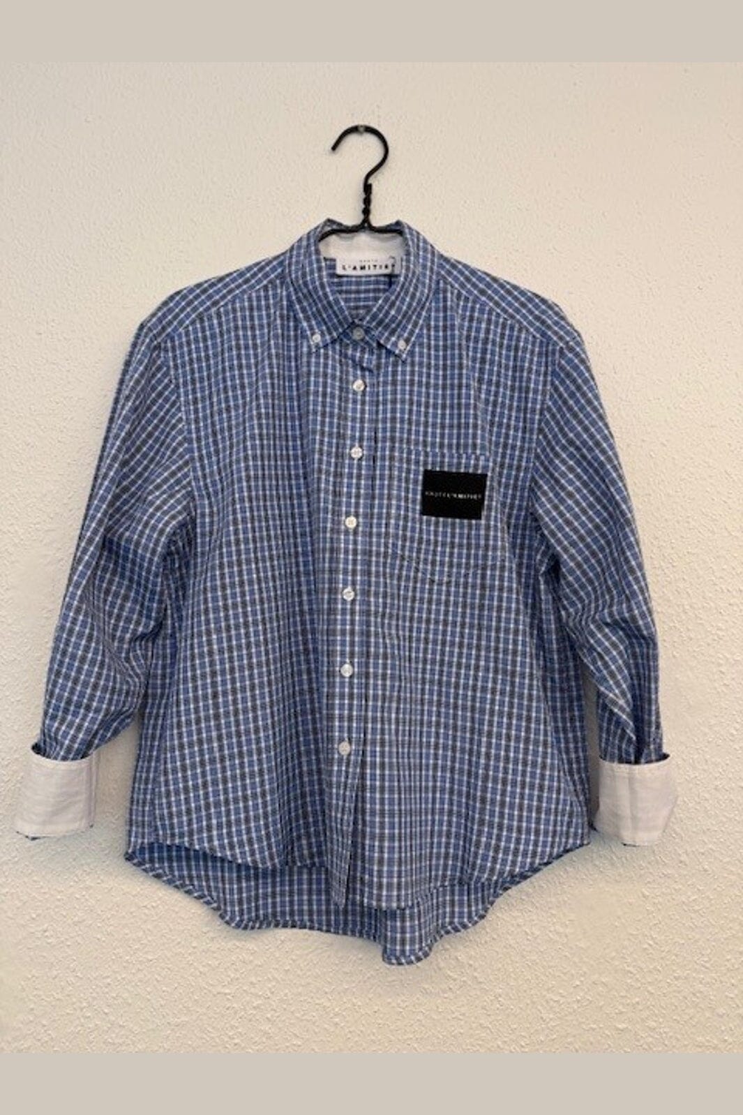 Haute L'Amitié - Contrast Color Check Shirt HL10814 - Blue