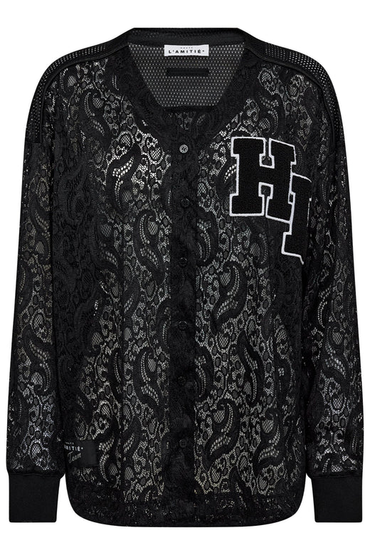 Haute L'Amitié - Court Ls Lace Tee HL10529 - Black Bluser 