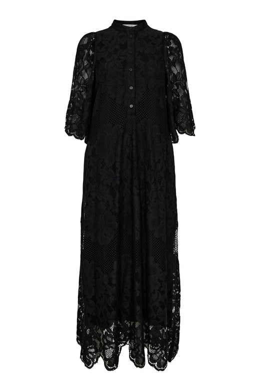 Haute L'Amitié - Curvey Lace Hem Placket Dress HL10406 - Black Kjoler 