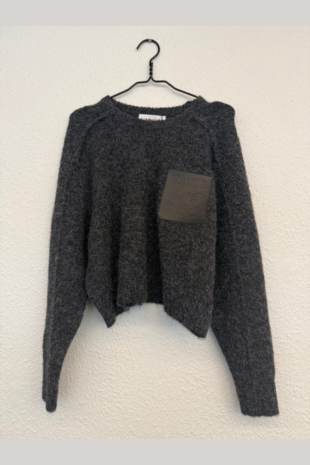 Haute L'Amitié - Darcia Reverse Crop Pocket Knit HL10777 - Antracit Melange