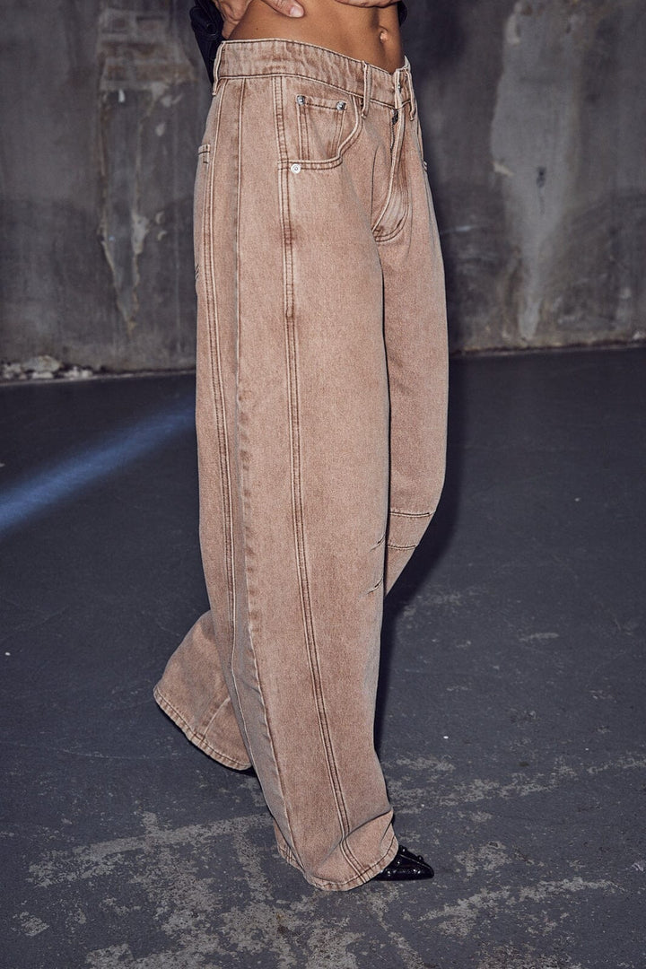 Haute L'Amitié - Drew Barrel Panel Jeans HL10499 - Camel Jeans 