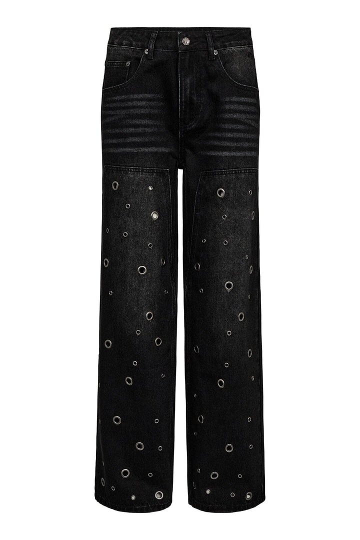 Haute L'Amitié - Eyelet Patch Jeans HL10337 - Black Jeans 