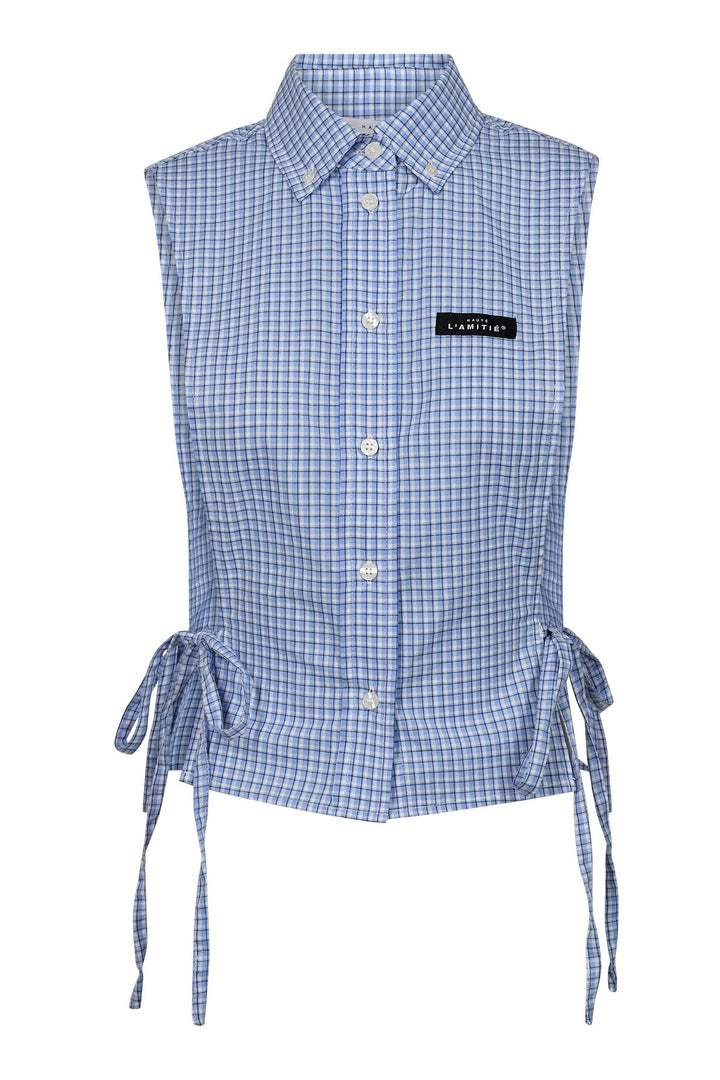 Haute L'Amitié - Front Lap Blue Check Shirt Hl11083 - Pale Blue Skjorter 