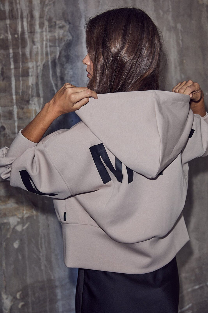 Haute L'Amitié - Maxi Split Zip Hoodie HL10523 - Beige Sweatshirts 