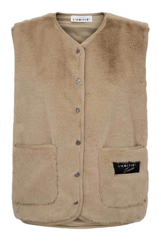 Haute L'Amitié - New Fur Tech Vest HL10409 - Beige Veste 