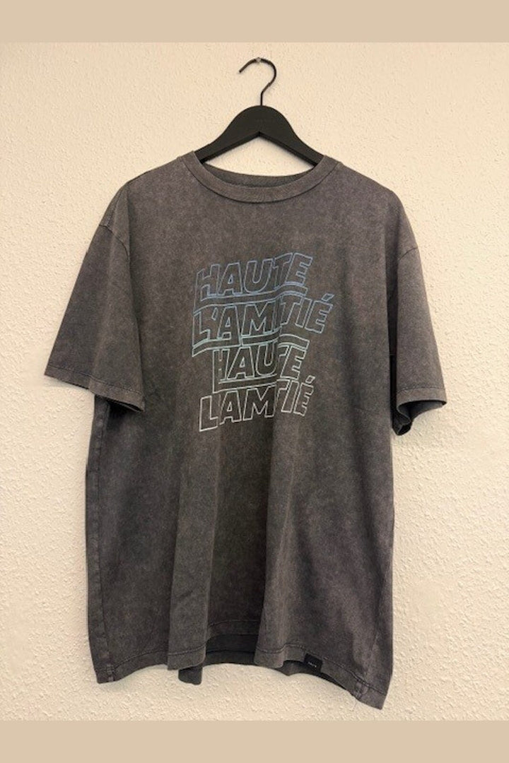 Haute L'Amitié - Noma Echo Logo Loose Tee HL10741 - Black Acid Wash/ Blue Print