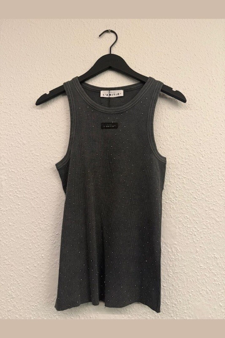 Haute L'Amitié - Rib Badge Acid Stone Tank HL10708 - Black Acid Wash