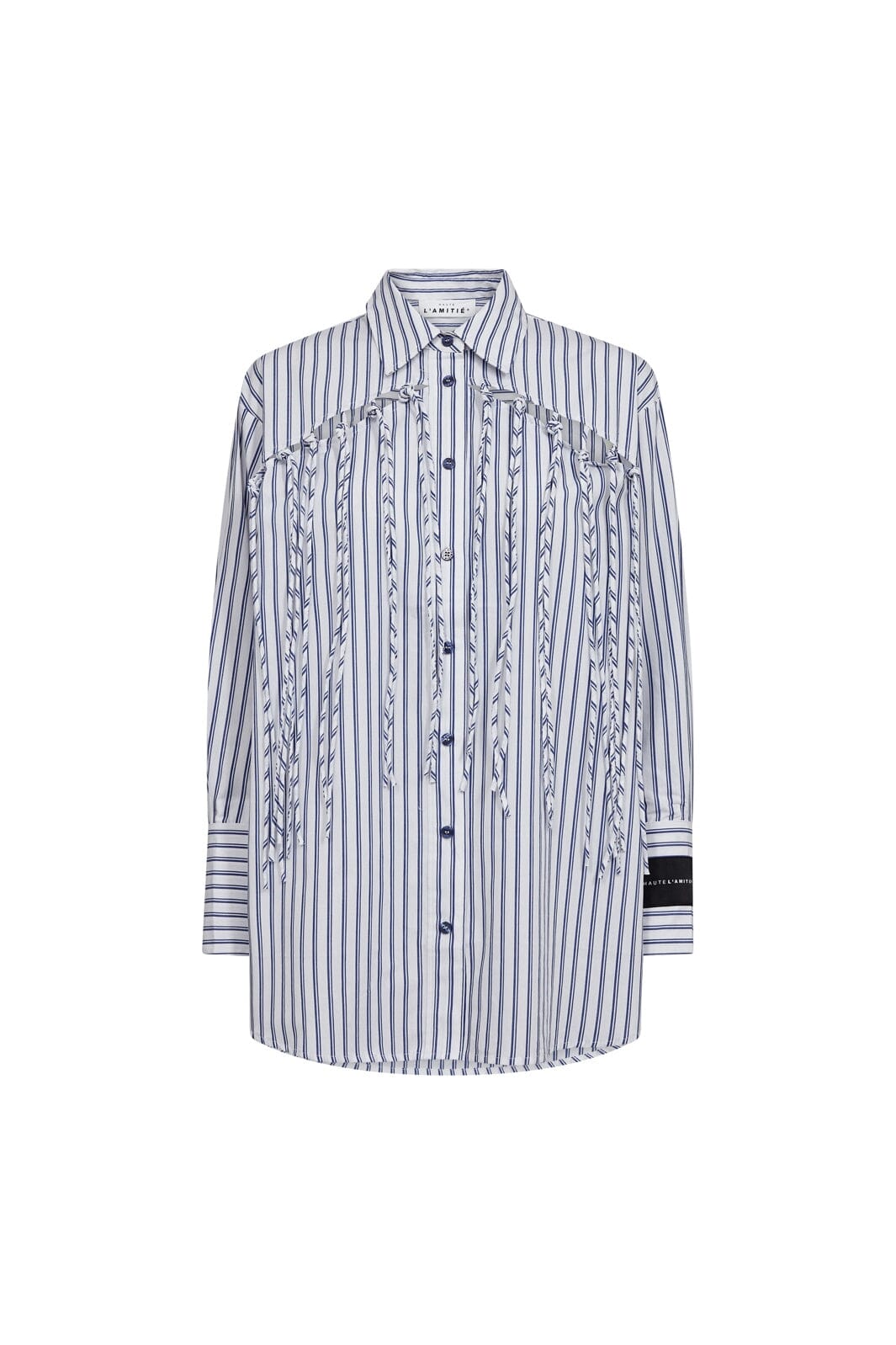 Haute L'Amitié - Striped Fringe Shirt HL10522 - Blue/White Stripe