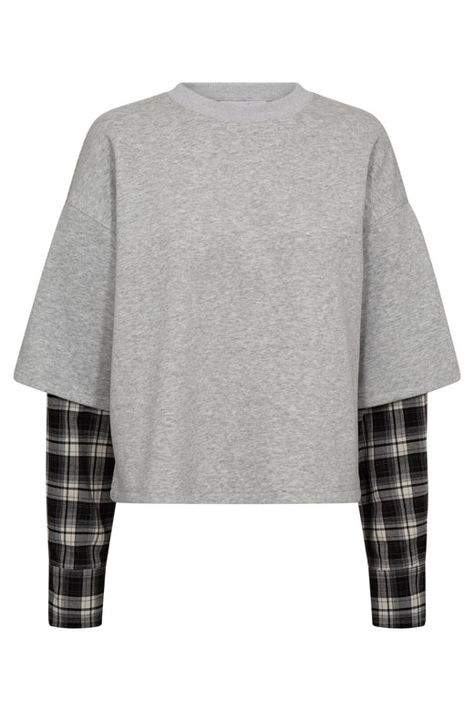 Haute L'Amitié - Sweat Ls Shirt Mix HL10327 - Grey Melangé