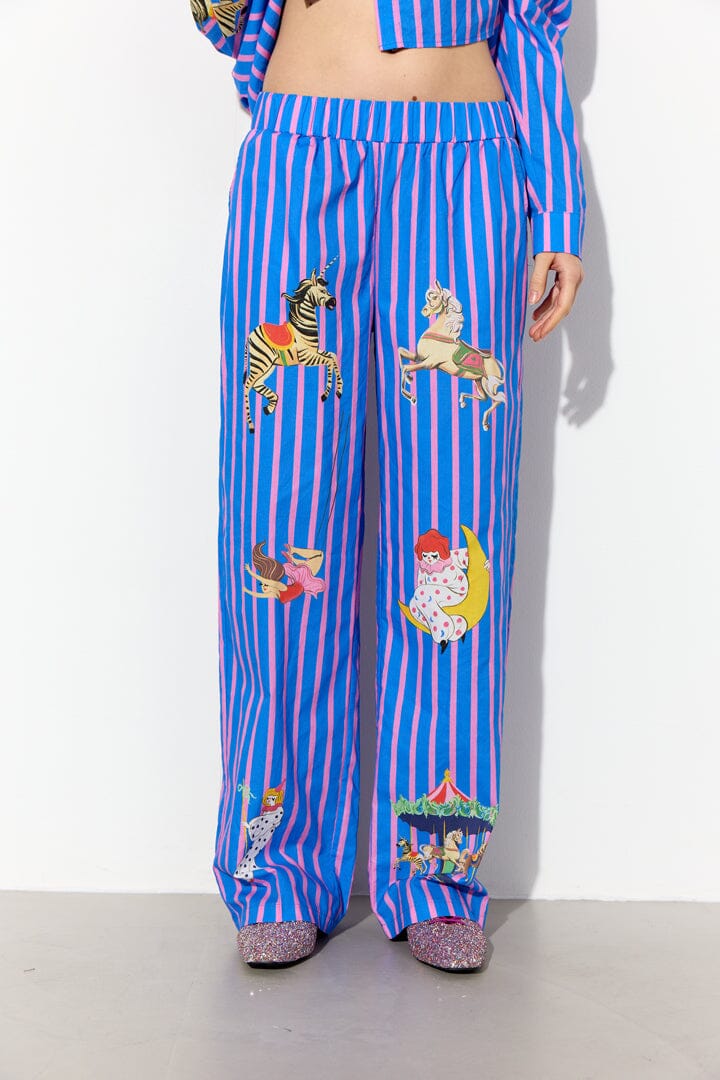 Hunkøn - Cosmia Trousers 26531 - Blue Showstopper Art Print Bukser 