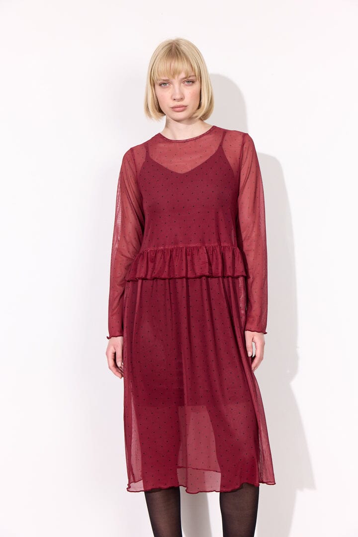 Hunkøn - Tova Mesh Dress 25936 - Zinfandel Kjoler 