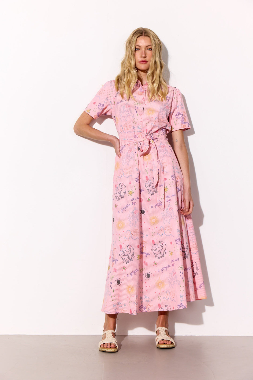 Hunkøn - Zoe Dress 26062 - Pink Sea Creatures Art Print Kjoler 