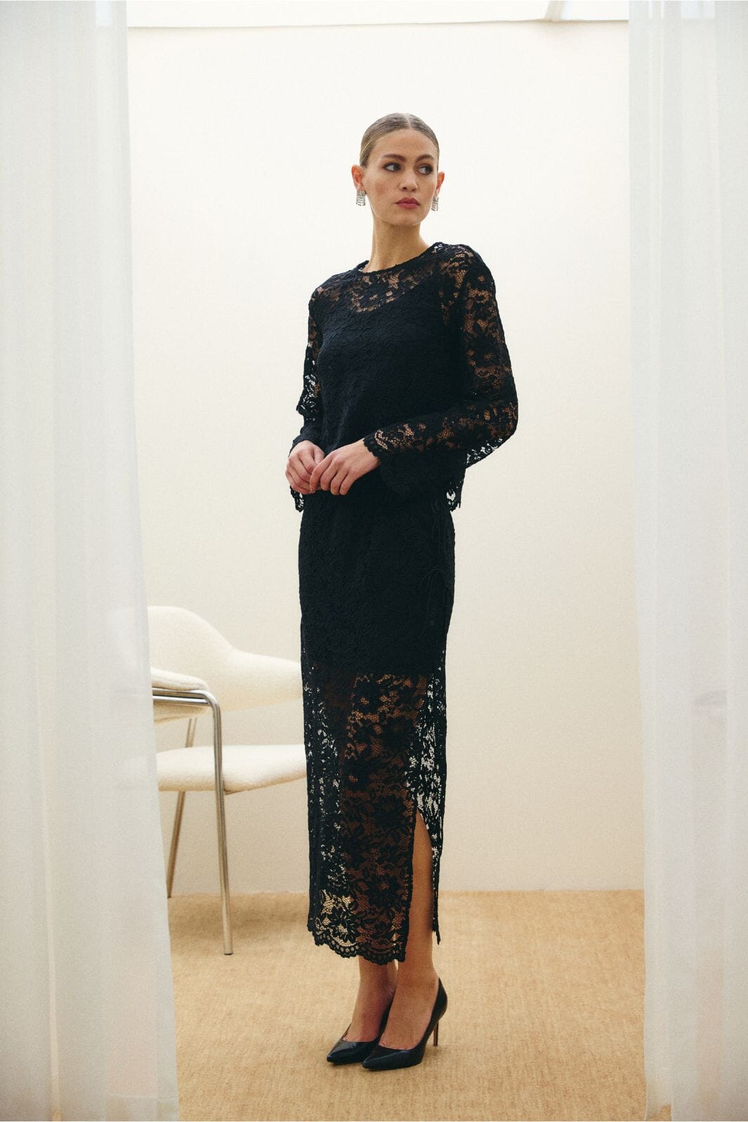 Hype The Detail - Lace Skirt 380-97 - 9 - Black Nederdele 
