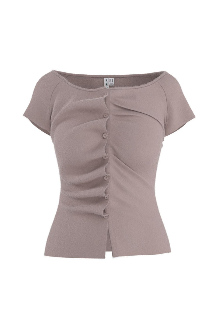 Hypedrop - Hdkira Ss Gathered Cardigan Knit 32000834 - 5191859 - Moon Rock