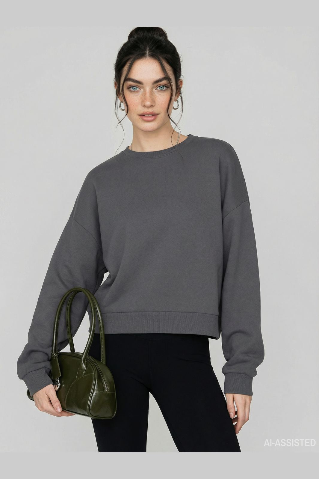 Hypedrop - Hdyumi Cropped Ls Sweat 32000475 - 5130377 - Iron Gate