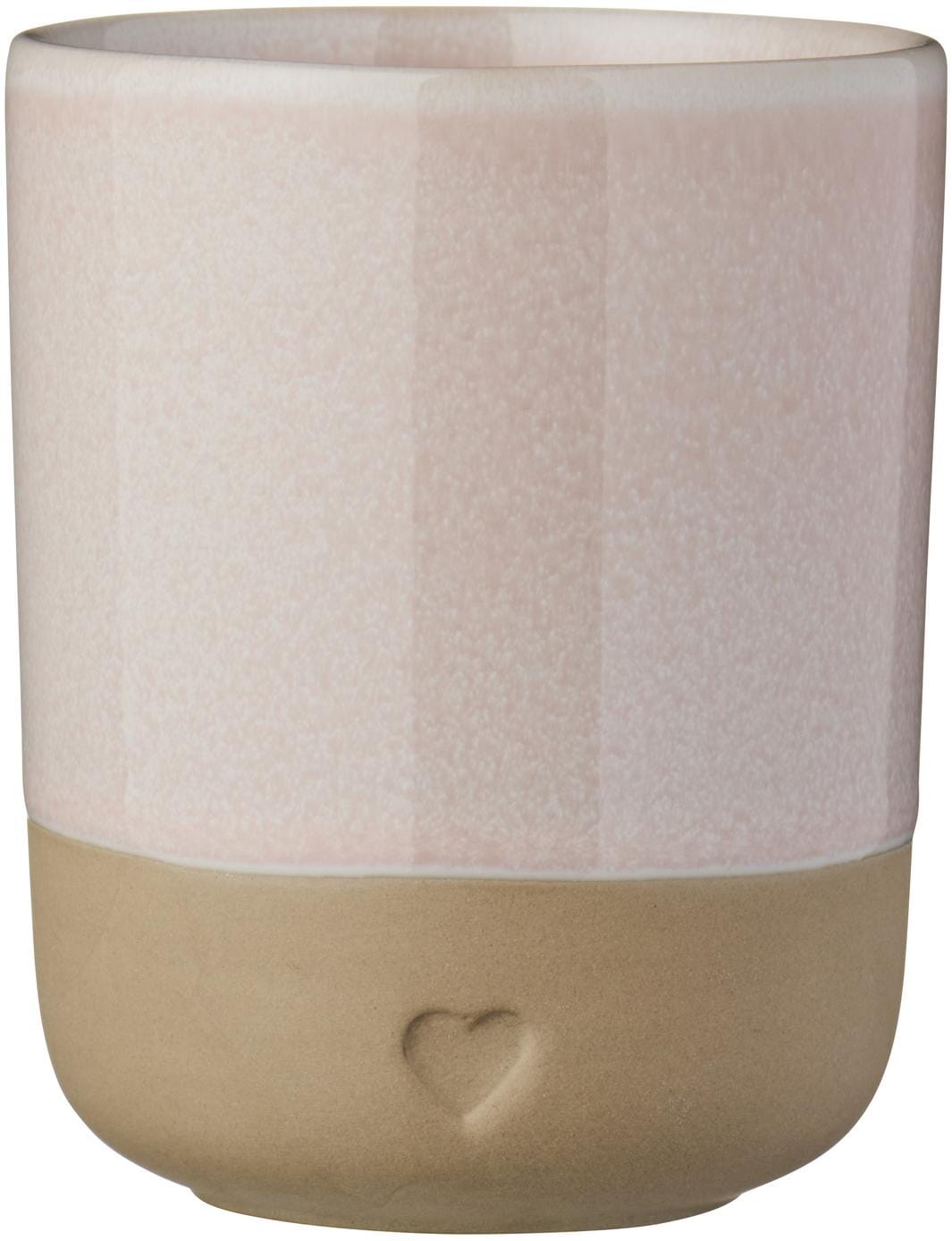 Ib Laursen - Krus u/hank Heart mat brunt ler m/rosa kant 190 ml - Stentøj - 2467-07