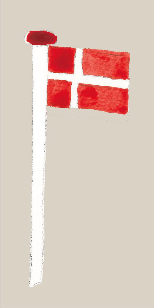 Ib Laursen - Serviet 10x20 cm Dannebrog på flagstang 16 stk/pk - Papir - 95891-00